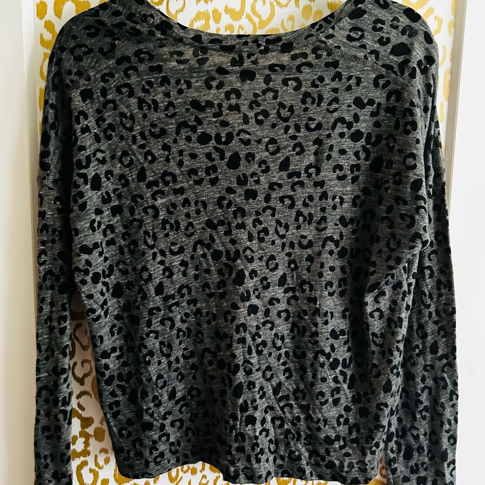 🔥Rails Black and Gray Leopard Print Long Sleeve Top